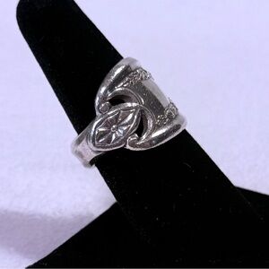 Vintage Silverplate Spoon Ring Floral XS Triple Size 7.5